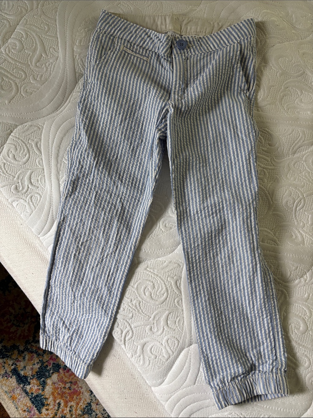 GAP Light Blue & White Seersucker Pull-On Kids Pants
